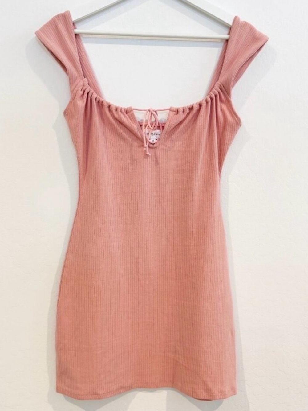 Privacy Please Square Neck Tie Front Cutout‎ Mini Dress Pink Club Revolve Medium